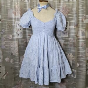 So Goods For Life Light Blue Smock Tiered Mini Dress Size Medium